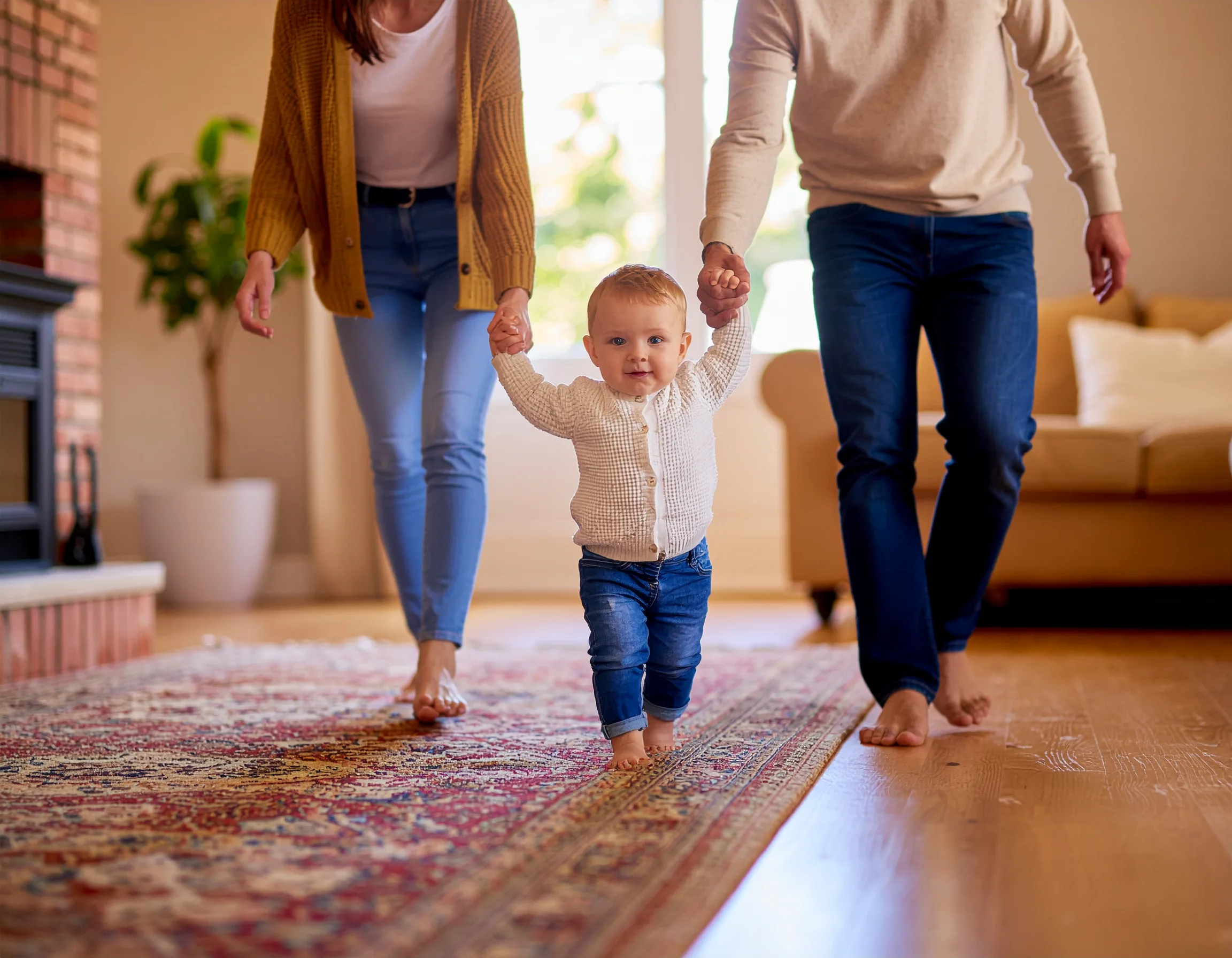 A child taking first steps