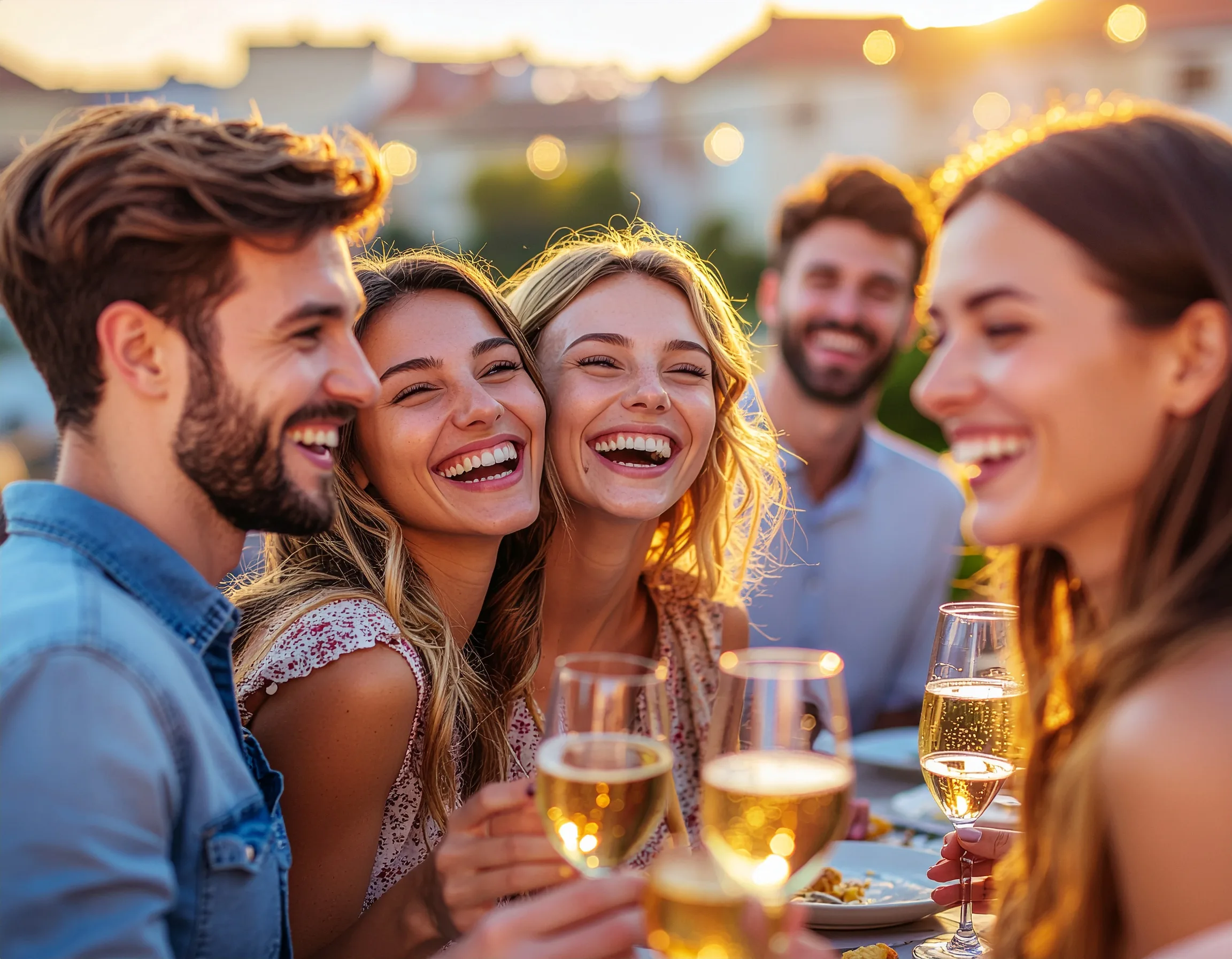 Friends gathering outdoors
